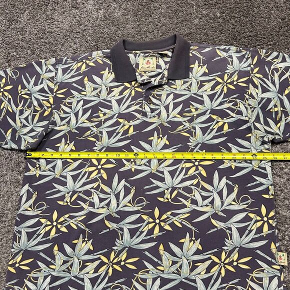 Vintage Thrashed Polo Shirt Sun Faded 80s 90s Leaf Print Distressed Cotton Blue - Picture 4 of 7